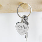 Personalised #Bestie Diamante Heart Keyring for Christmas