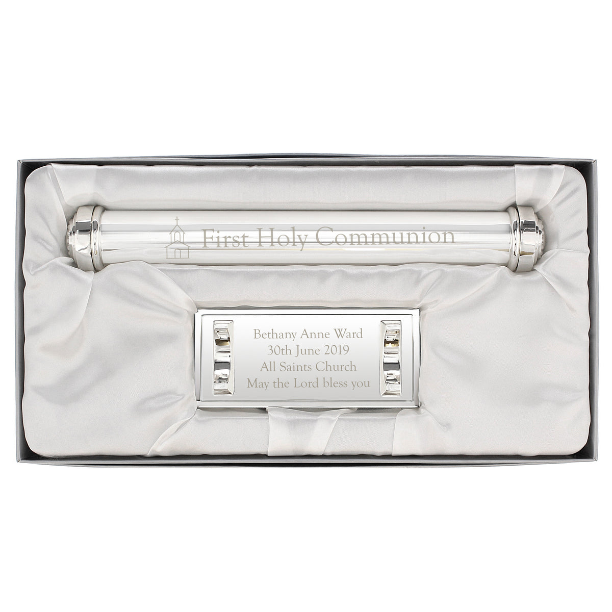 Personalised First Holy Communion Silver Plated Certificate Holder | Gift for Her
