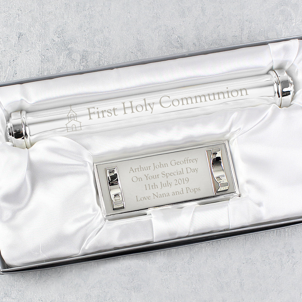 Personalised First Holy Communion Silver Plated Certificate Holder | Gift for Her