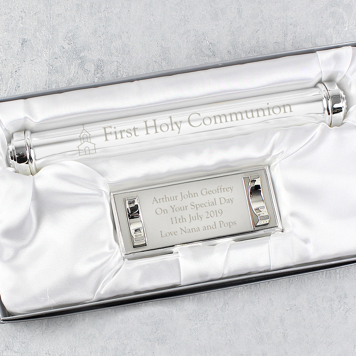Personalised First Holy Communion Silver Plated Certificate Holder | Gift for Her