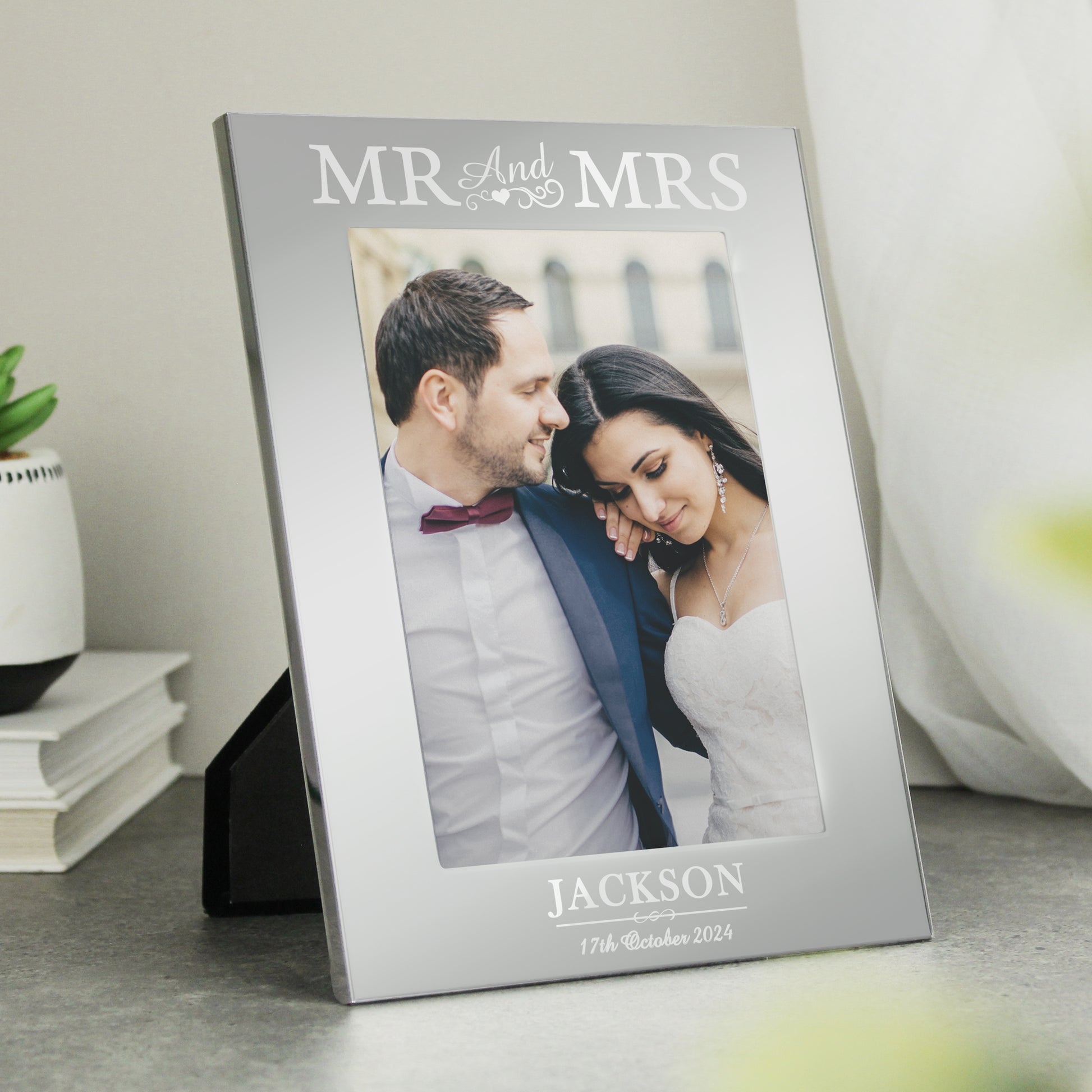 Personalised Mr & Mrs 6x4 Silver Photo Frame - Inspired Creative Gifts