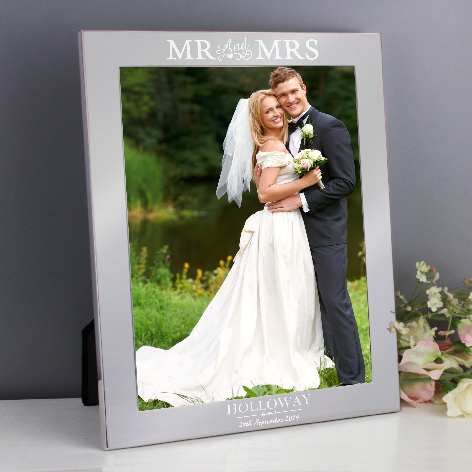Personalised Mr & Mrs 10x8 Silver Photo Frame - Inspired Creative Gifts