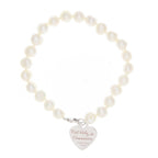 Personalised First Holy Communion Swirls & Hearts White Freshwater Pearl Bracelet | Jewellery | Christening Gift