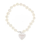 Personalised Christening Swirls & Hearts White Freshwater Pearl Bracelet | Christening Gift