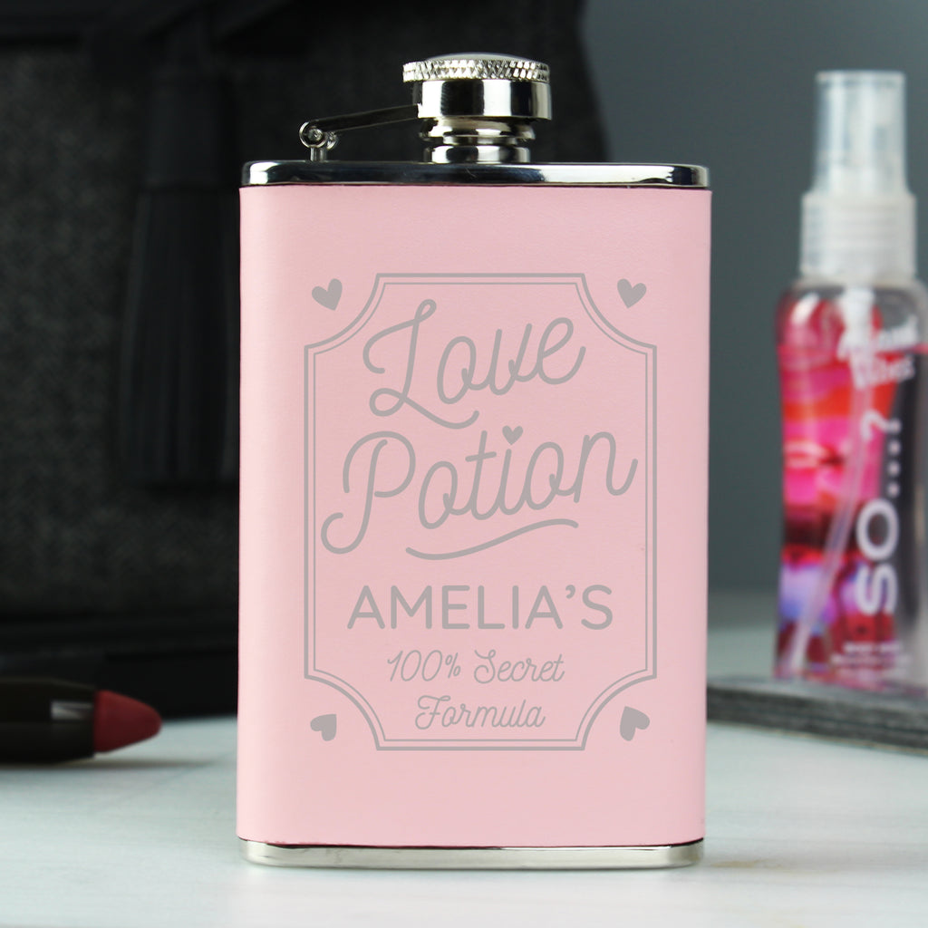Personalised Love Potion Pink Hip Flask - Hip Flask - Inspired Creative Gifts
