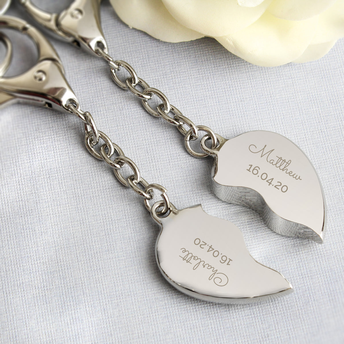 Personalised Any Message Two Hearts Keyring | Keyrings