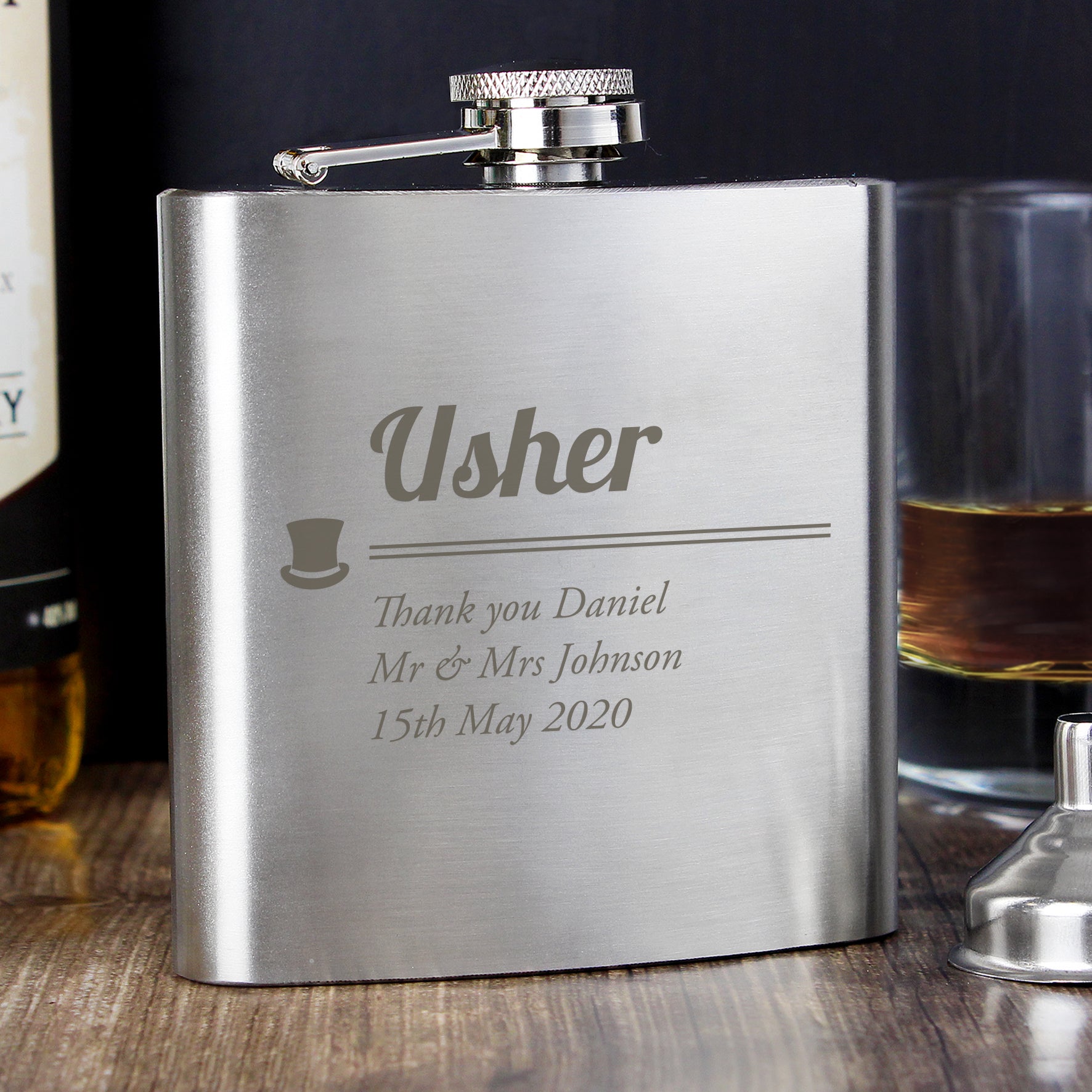 Personalised Usher Hip Flask - Hip Flask - Inspired Creative Gifts