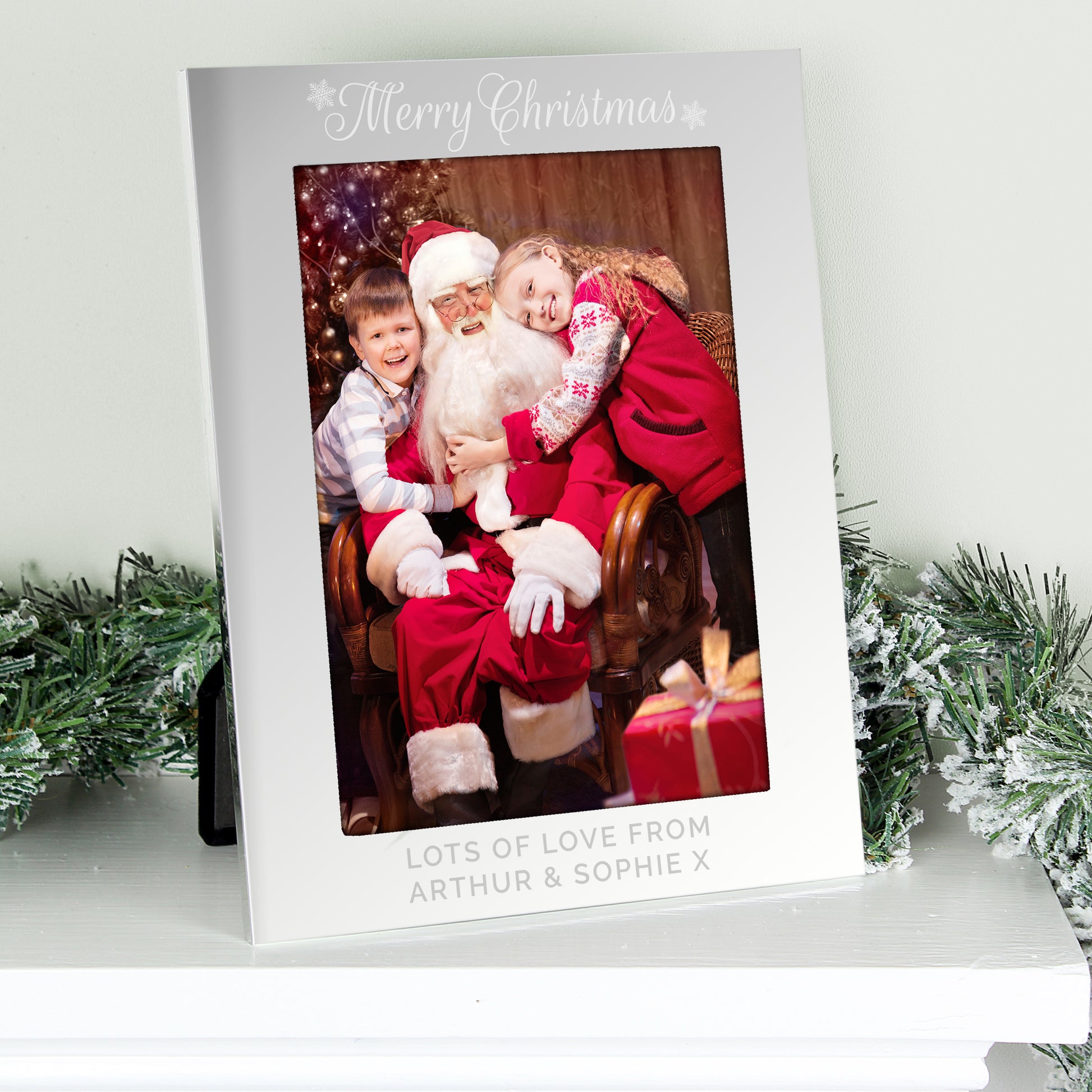Personalised Silver 5x7 Merry Christmas Photo Frame - Inspired Creative Gifts