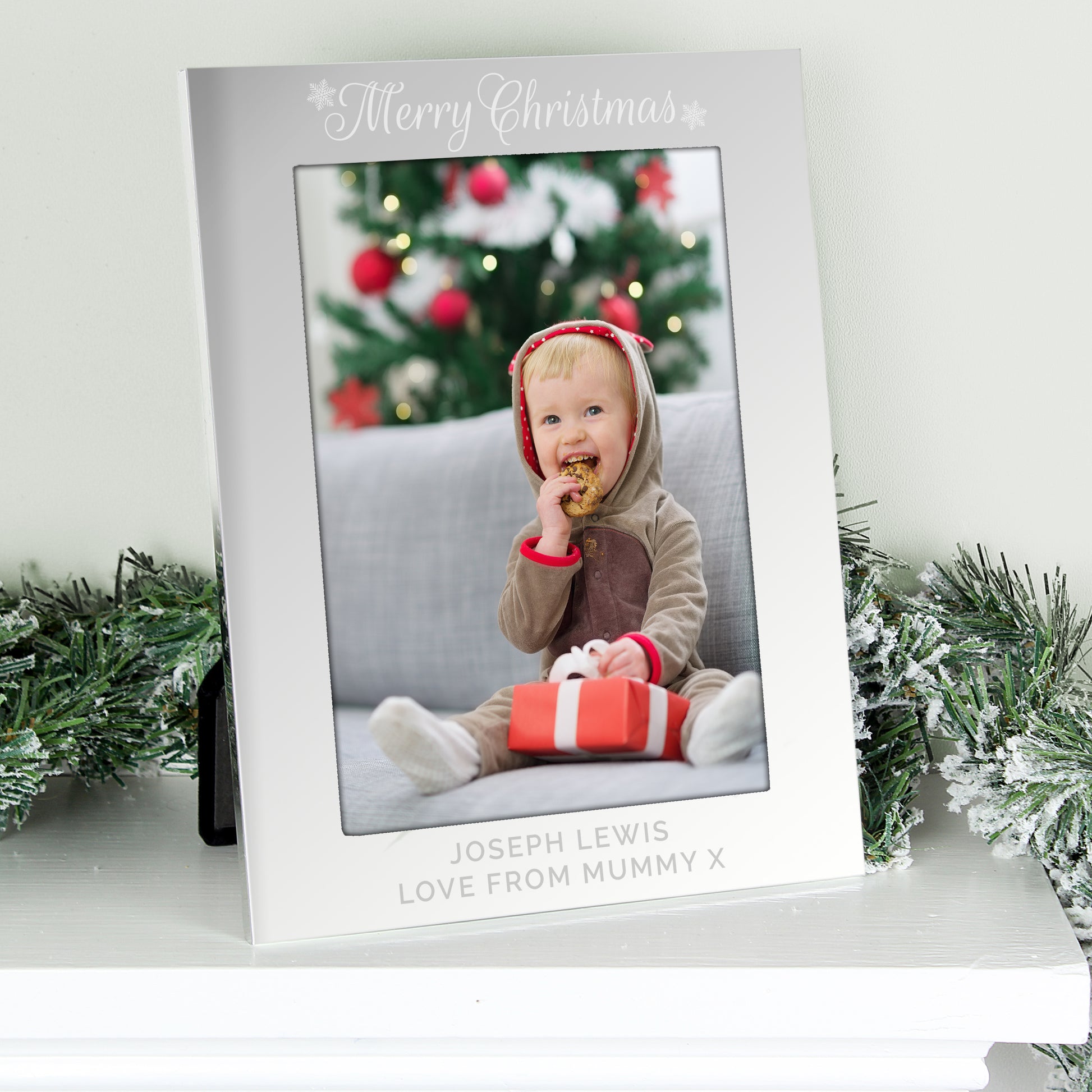 Personalised Silver 5x7 Merry Christmas Photo Frame - Inspired Creative Gifts