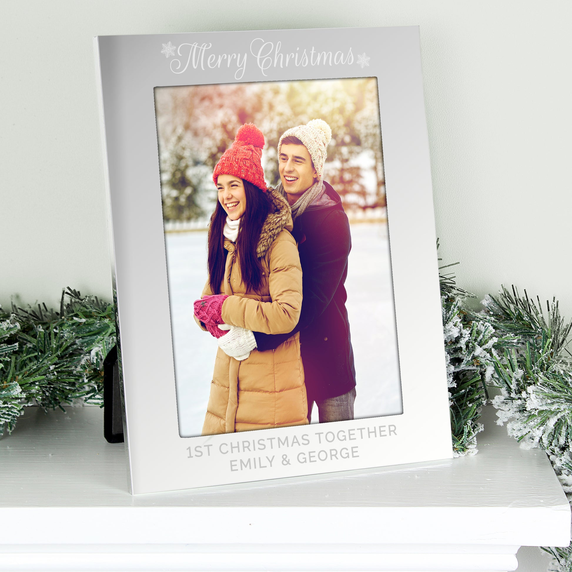 Personalised Silver 5x7 Merry Christmas Photo Frame - Inspired Creative Gifts