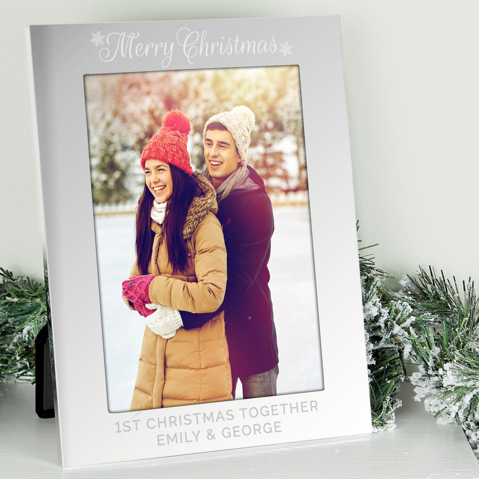 Personalised Silver 5x7 Merry Christmas Photo Frame - Inspired Creative Gifts