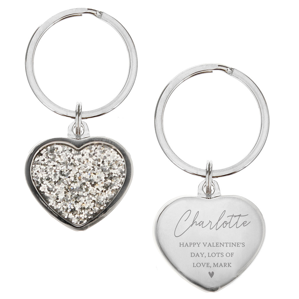 Personalised Name and Message Diamante Heart Keyring | Mother's Day Gift