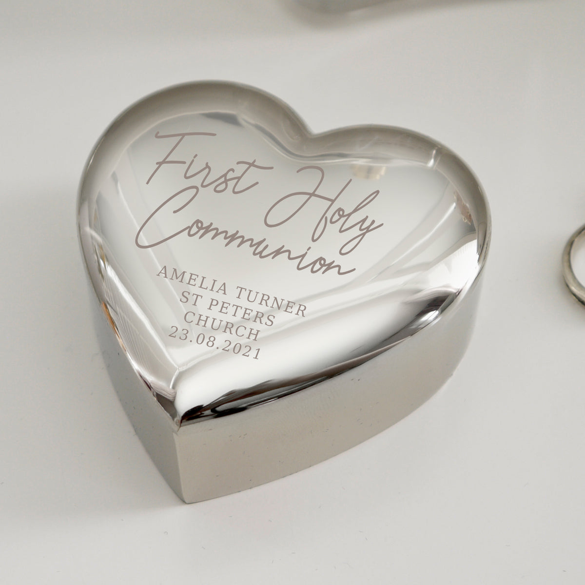 Personalised First Holy Communion Heart Trinket Box | Christening Gift