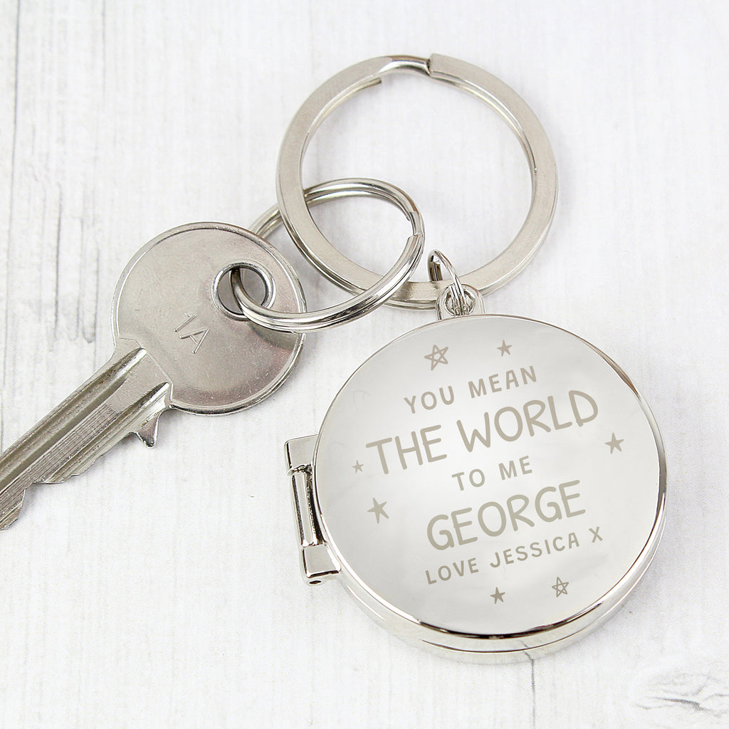 Personalised You Mean The World To Me Round Photo keyring | Keyrings | Inspired Creative Gifts