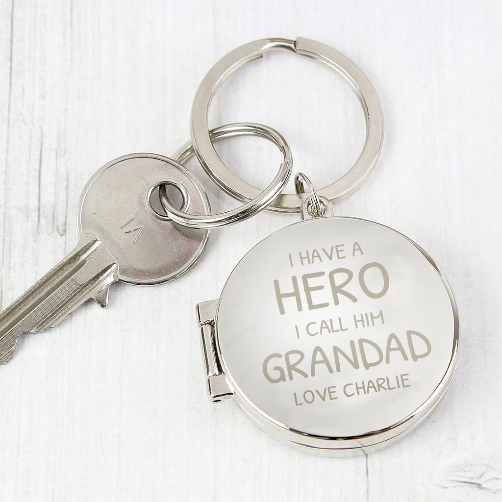 Personalised I Have A Hero Round Photo Keyring | Christmas Gift