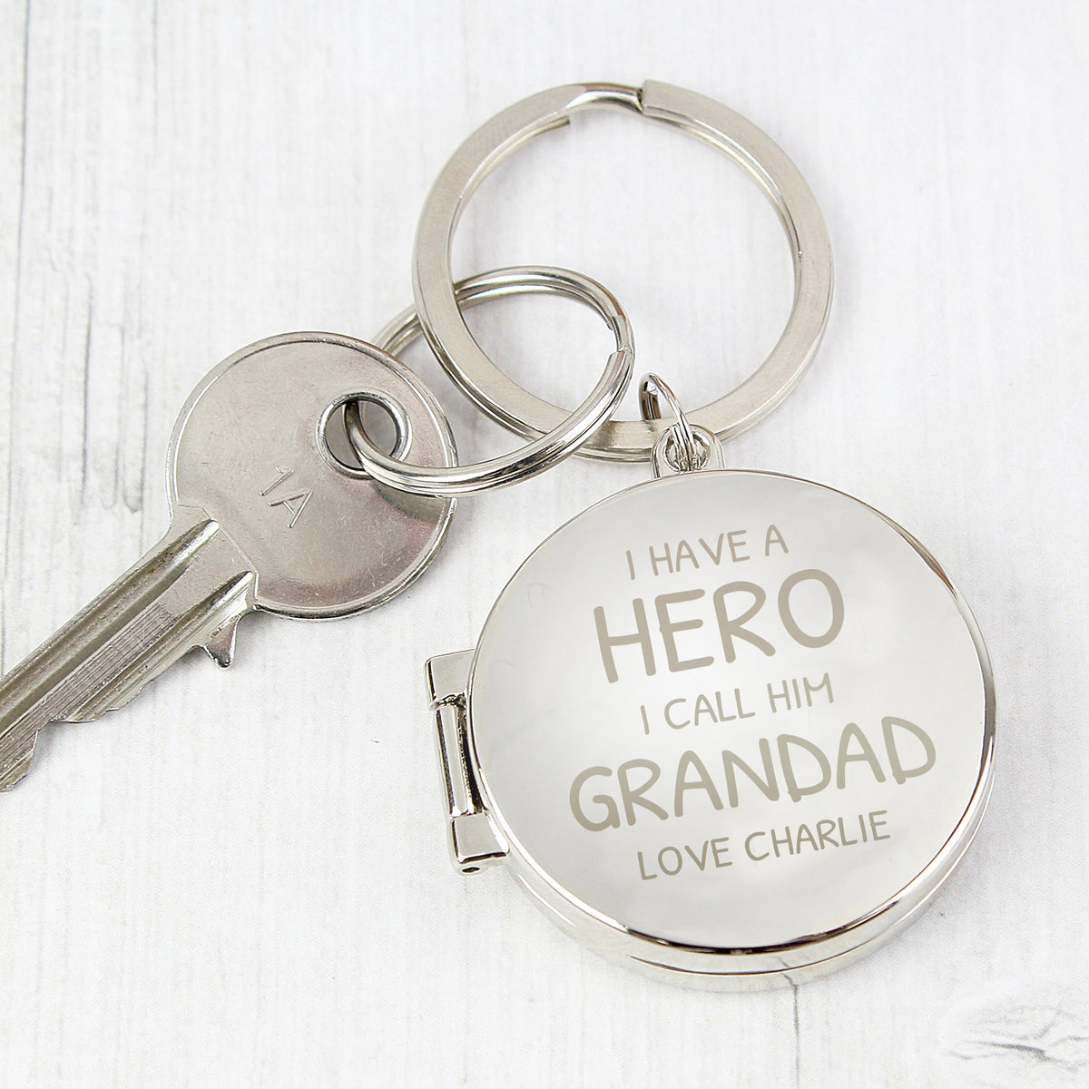 Personalised I Have A Hero Round Photo Keyring | Christmas Gift