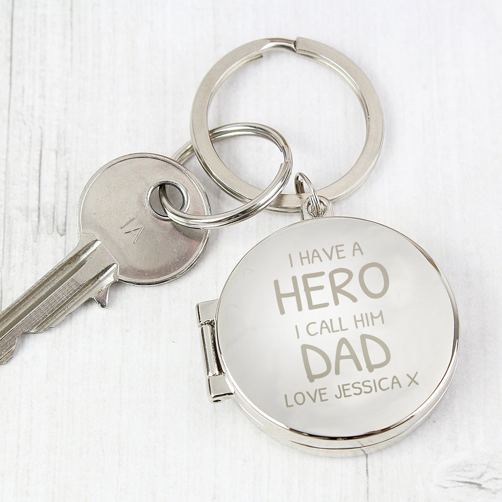 Personalised I Have A Hero Round Photo Keyring | Christmas Gift