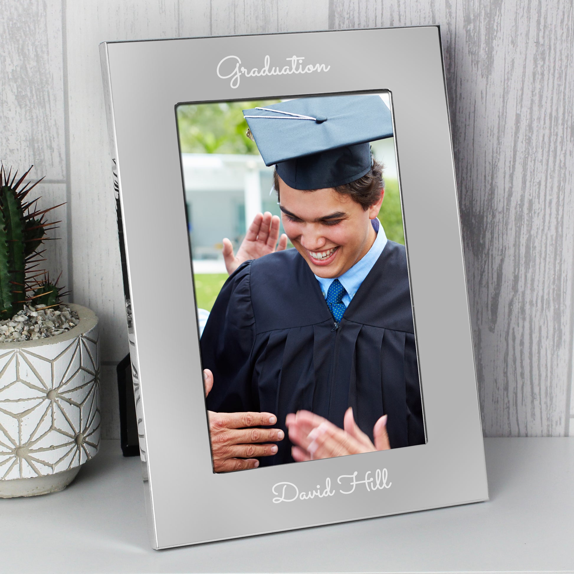 Personalised Free Text Script 7 x 5 Silver Photo Frame - Inspired Creative Gifts