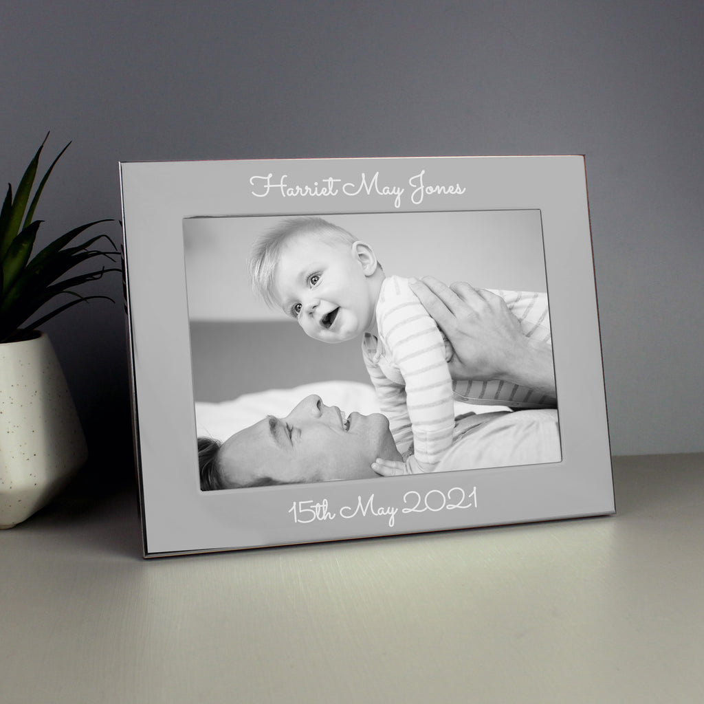 Personalised Free Text 5 x 7 Silver Photo Frame - Inspired Creative Gifts