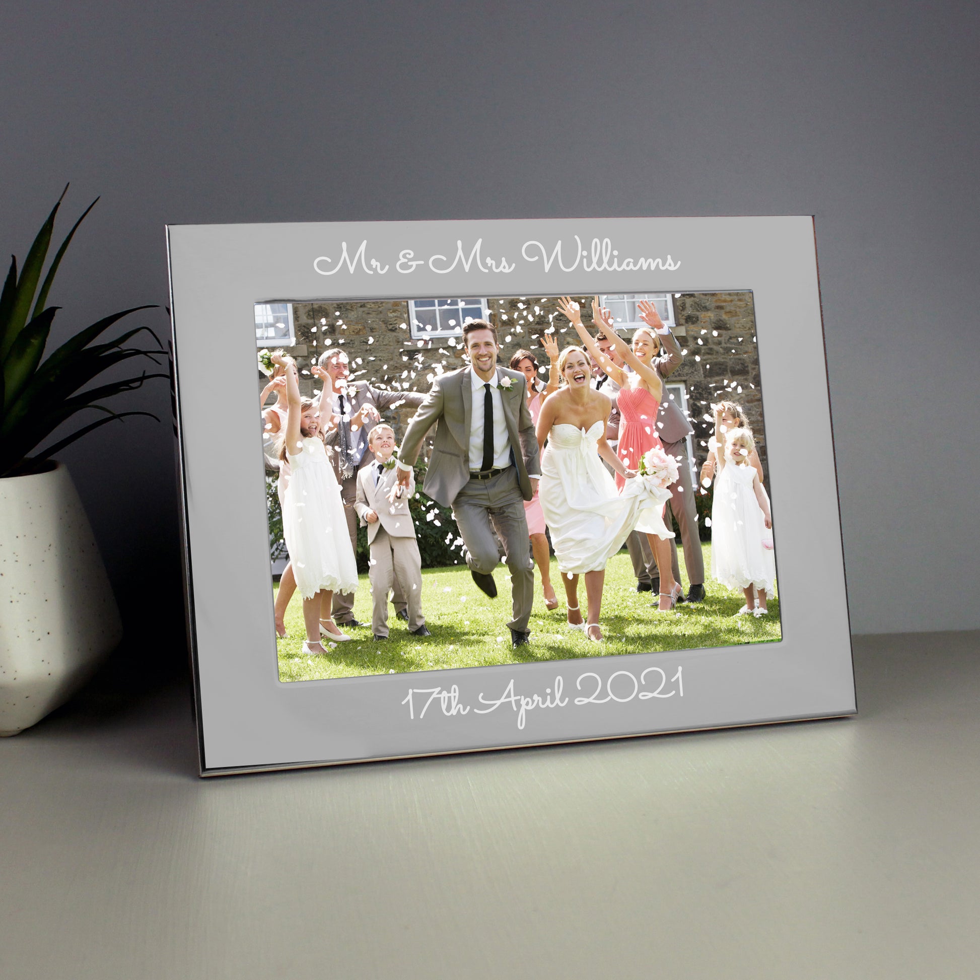 Personalised Free Text 5 x 7 Silver Photo Frame - Inspired Creative Gifts