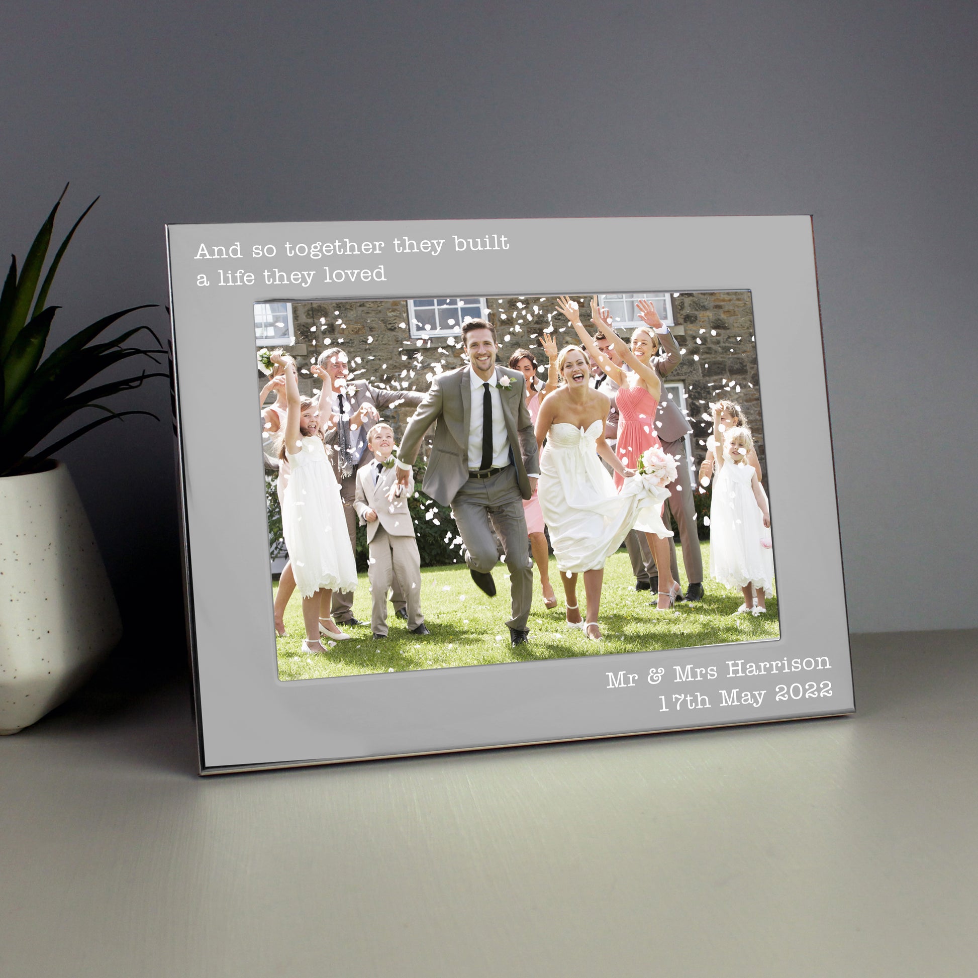 Personalised Free Text 5 x 7 Landscape Silver Photo Frame - Inspired Creative Gifts