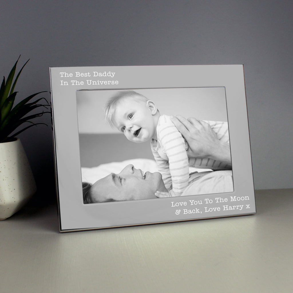Personalised Free Text 5 x 7 Landscape Silver Photo Frame - Inspired Creative Gifts