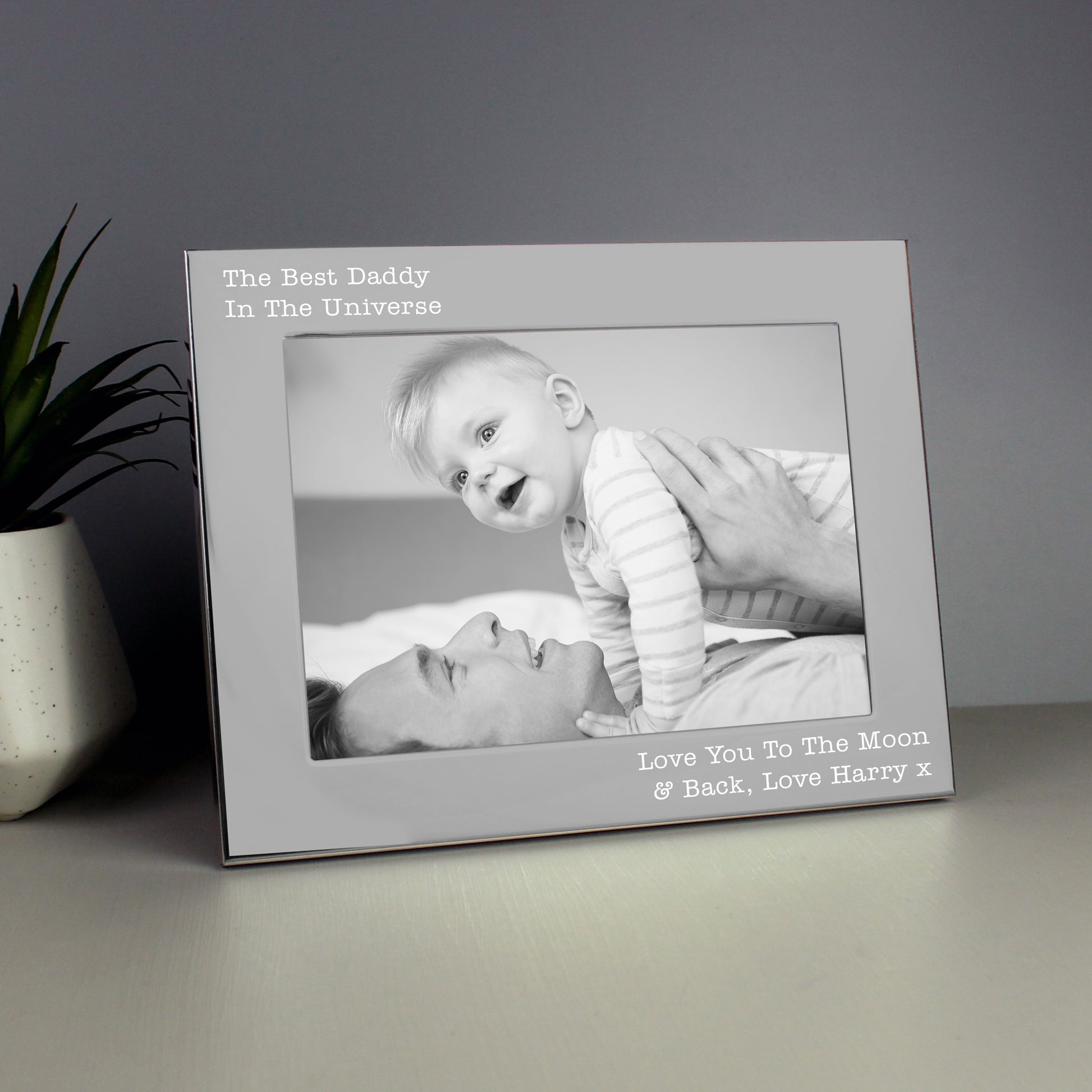 Personalised Free Text 5 x 7 Landscape Silver Photo Frame - Inspired Creative Gifts