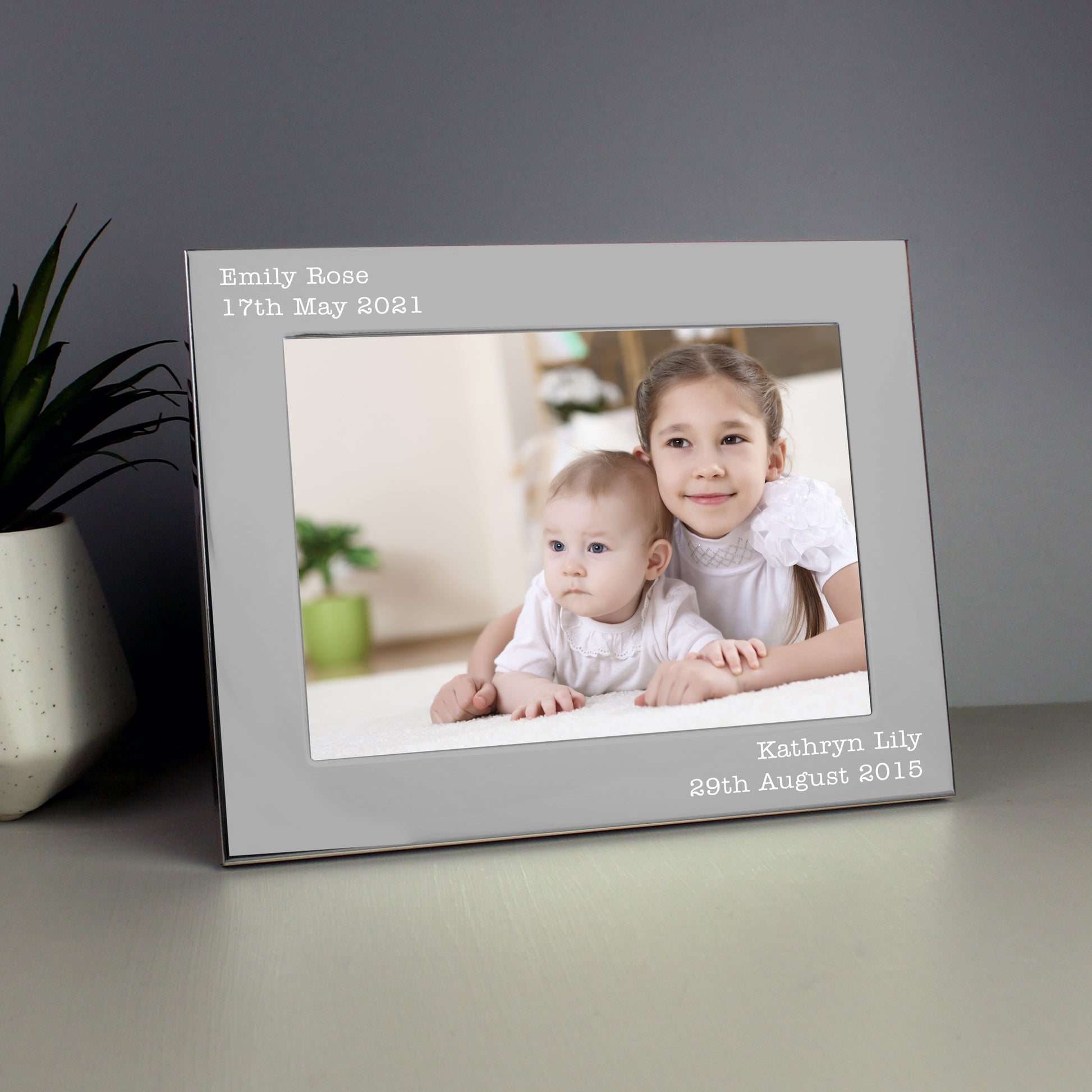 Personalised Free Text 5 x 7 Landscape Silver Photo Frame - Inspired Creative Gifts
