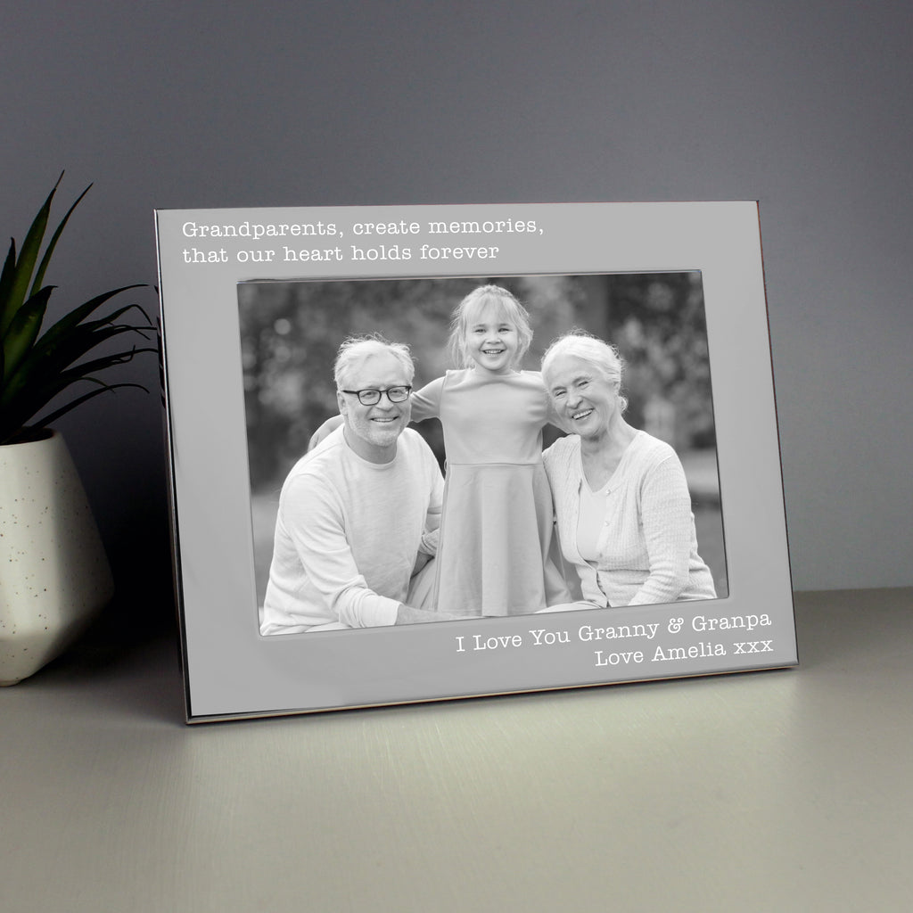 Personalised Free Text 5 x 7 Landscape Silver Photo Frame - Inspired Creative Gifts