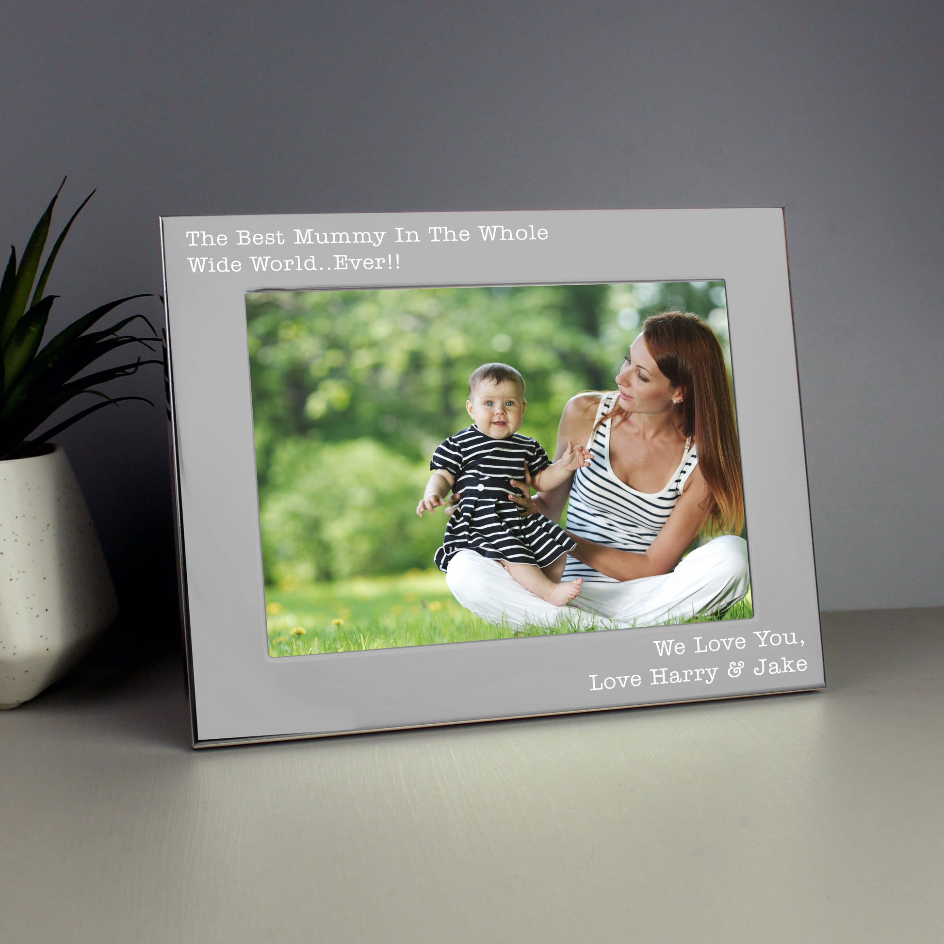 Personalised Free Text 5 x 7 Landscape Silver Photo Frame - Inspired Creative Gifts