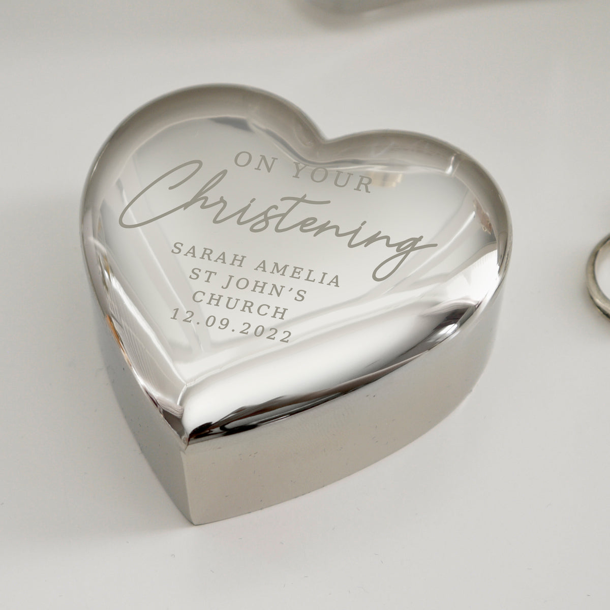 Personalised Christening Heart Trinket Box | Christening Gift
