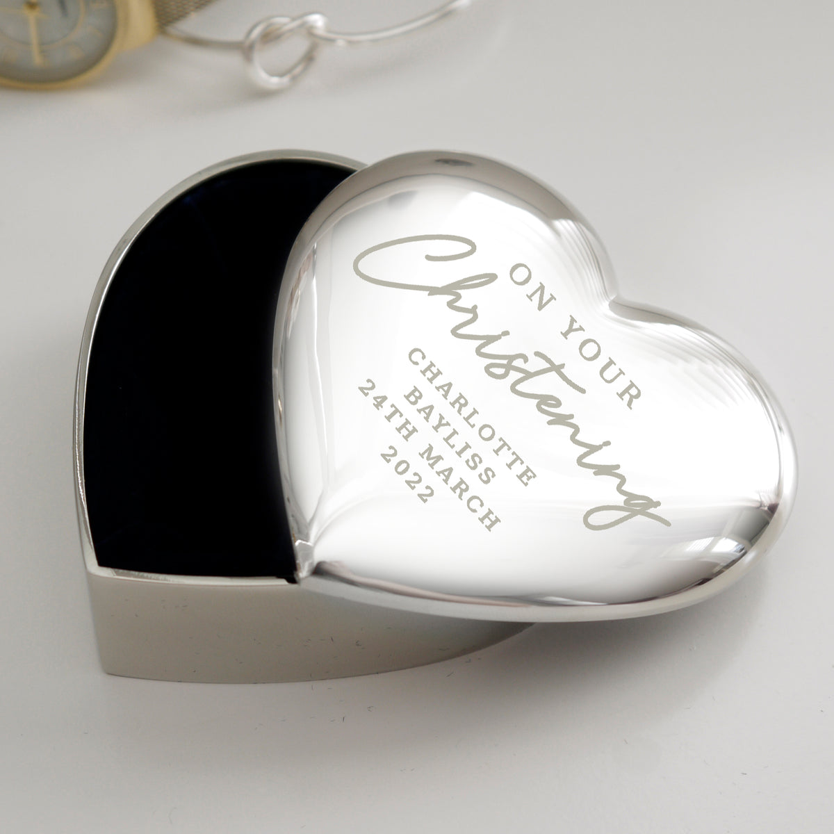 Personalised Christening Heart Trinket Box | Christening Gift