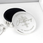 Personalised Christening Round Trinket Box | Trinket, Jewellery & Keepsake Boxes
