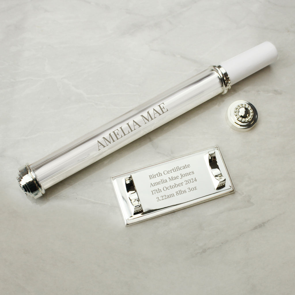 Personalised Free Text Silver Plated Certificate Holder for Wedding