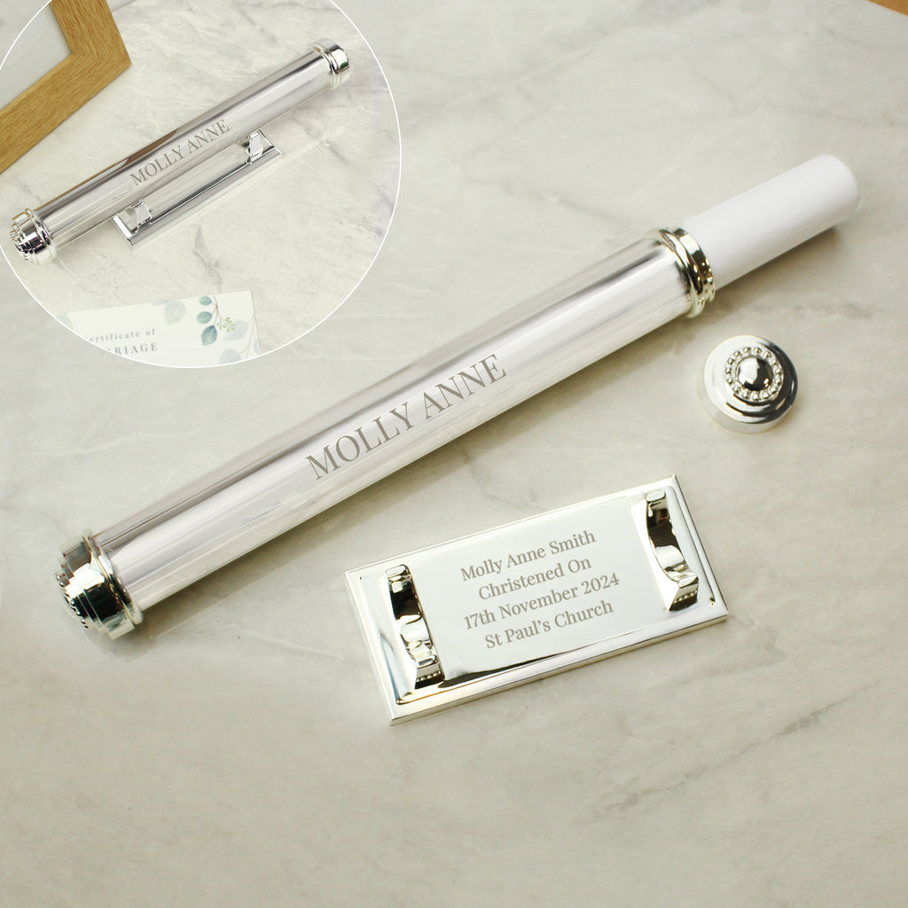 Personalised Free Text Silver Plated Certificate Holder for Wedding