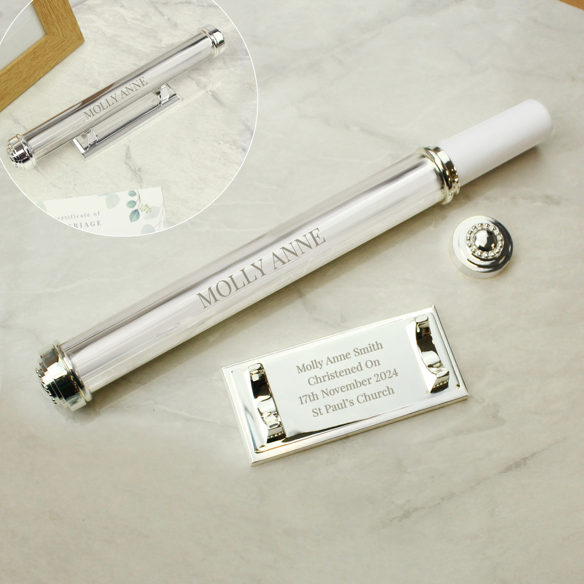 Personalised Free Text Silver Plated Certificate Holder for Wedding