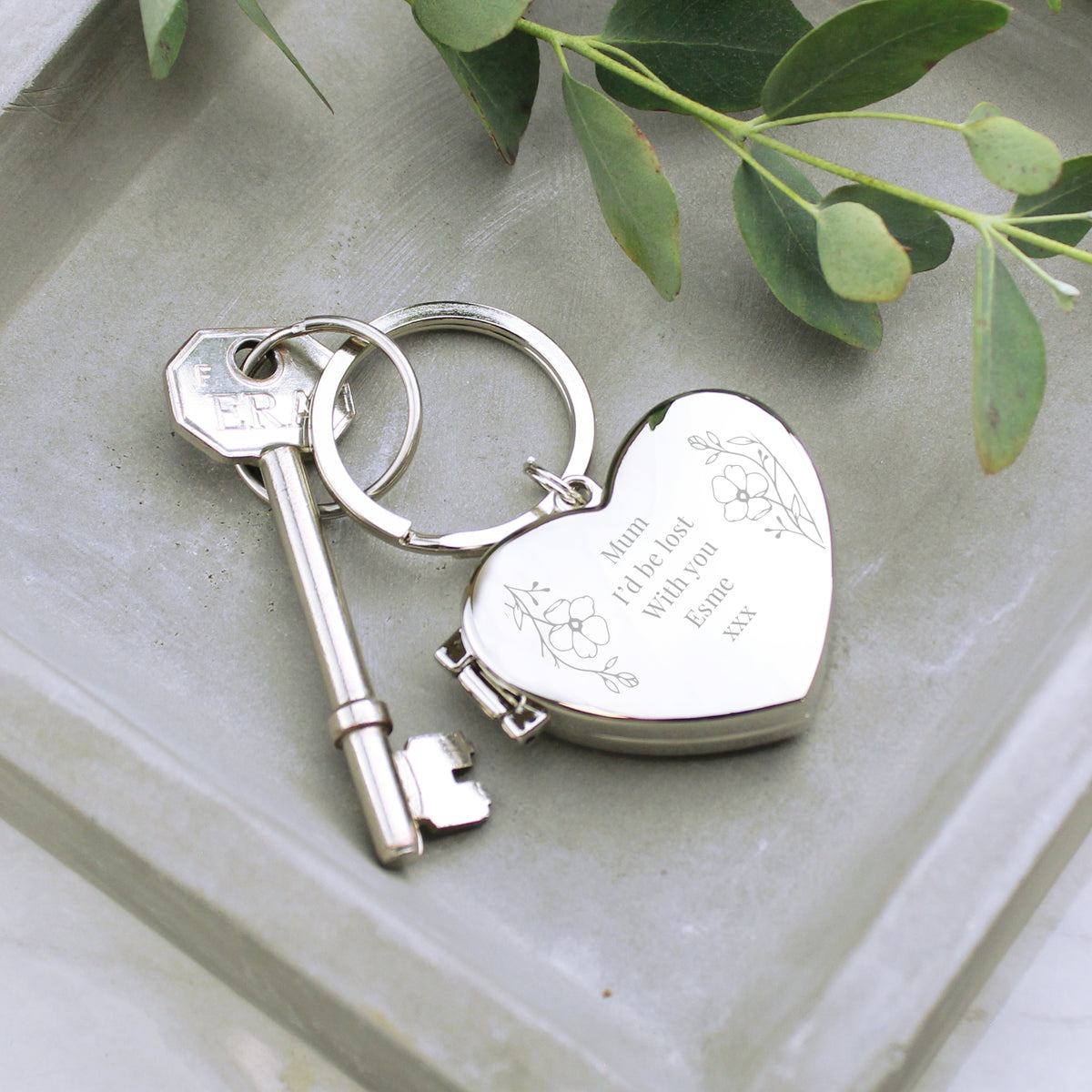Personalised Floral Heart Photo Frame Keyring | Keyrings