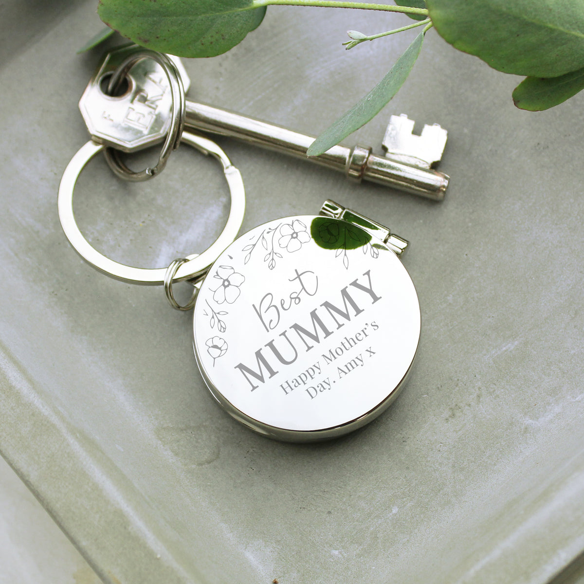 Personalised Floral Round Photo Frame Keyring for Wedding