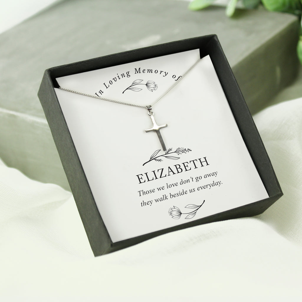 Personalised In Loving Memory Cross Sentiment Necklace and Box for Memorial