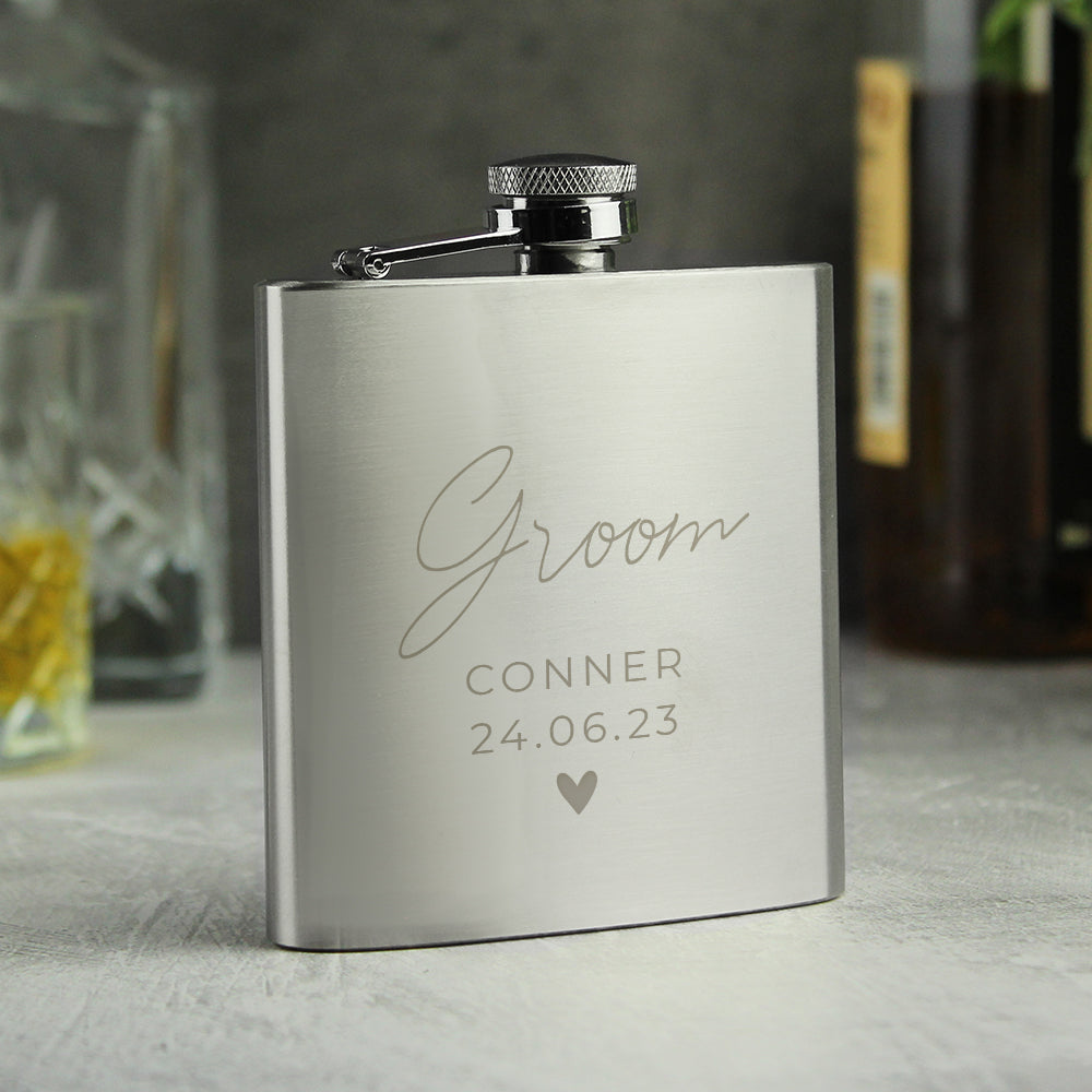 Personalised Free Text Wedding Party Hip Flask | Gift for Him