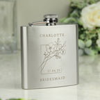 Personalised Monochrome Floral Hip Flask | Gift for Him