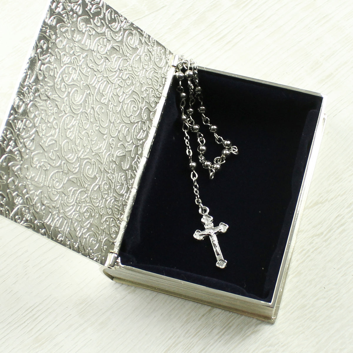 Personalised First Holy Communion Bible Trinket Box with Rosary Beads | Christening Gift