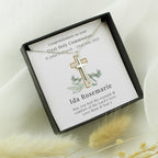 Personalised Floral Religious Sentiment Cross Necklace and Box | Gift for Her