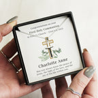 Personalised Floral Religious Sentiment Cross Necklace and Box | Gift for Her