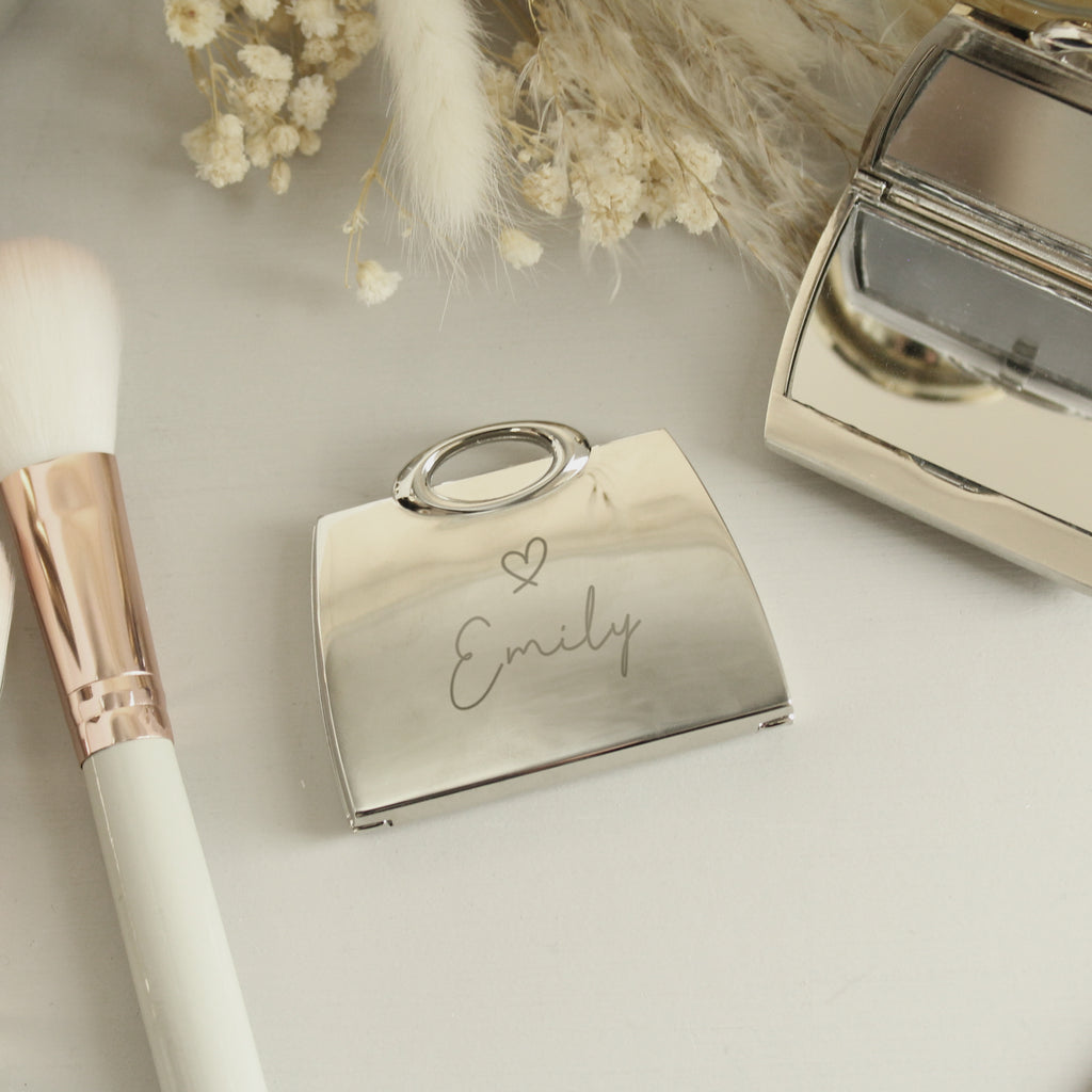 Personalised Name Handbag Compact Mirror for Wedding