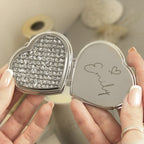 Personalised Name Diamante Heart Compact Mirror | Gift for Her
