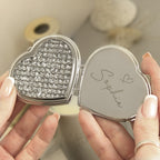 Personalised Name Diamante Heart Compact Mirror | Gift for Her