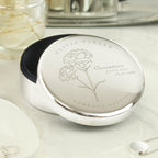 Personalised January Birth Flower Round Trinket Box | Mother's Day Gift