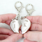 Personalised Foliage Two Hearts Keyring for Wedding