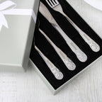 Personalised Teddy 4 Piece Embossed Cutlery Set for Christening